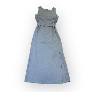 Vintage Casual Corner 100% Silk Sleeveless Maxi Dress in Matte Blue Womens 10